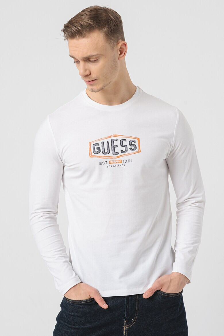 GUESS Блуза с овално деколте и лого - Pepit.bg