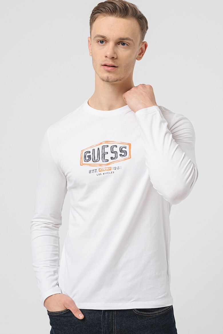GUESS Блуза с овално деколте и лого - Pepit.bg