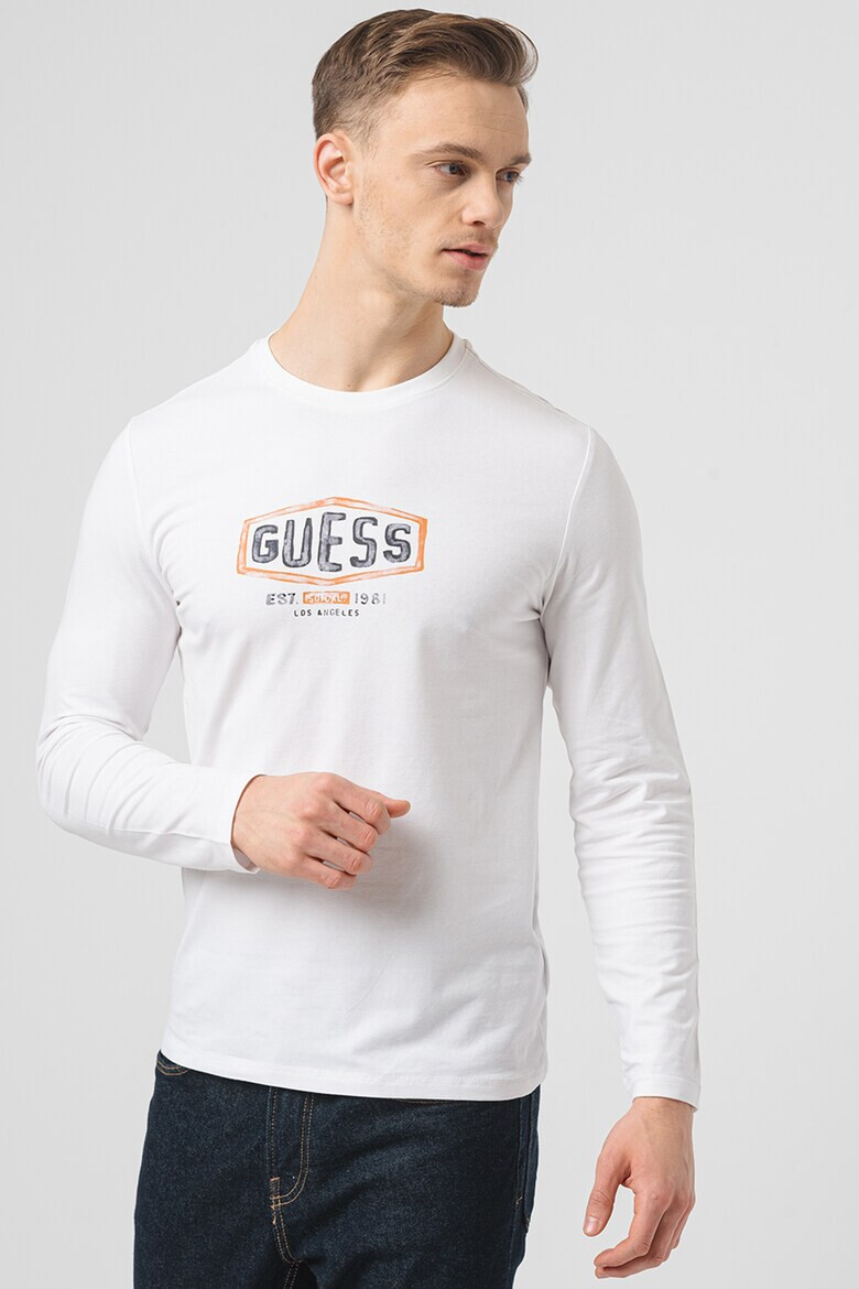 GUESS Блуза с овално деколте и лого - Pepit.bg