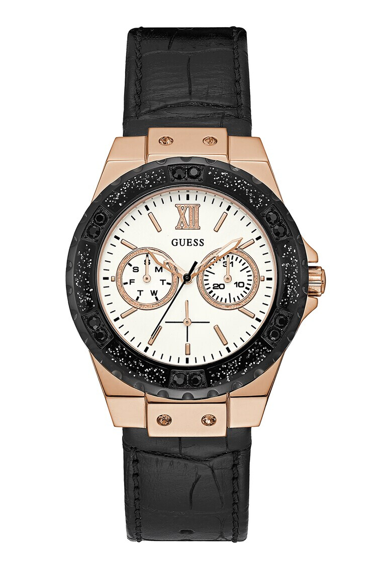 Guess Иноксов часовник с кожена каишка - Pepit.bg