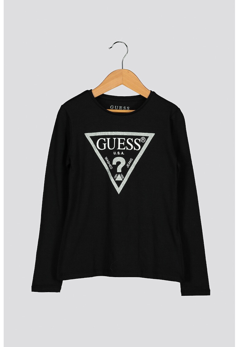 GUESS JEANS Блуза с бляскаво лого - Pepit.bg
