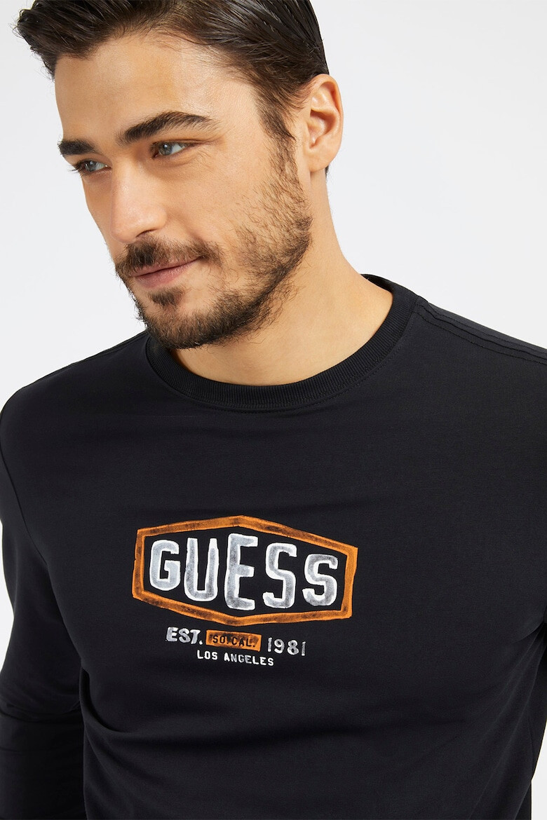 GUESS JEANS Блуза с овално деколте и лого - Pepit.bg