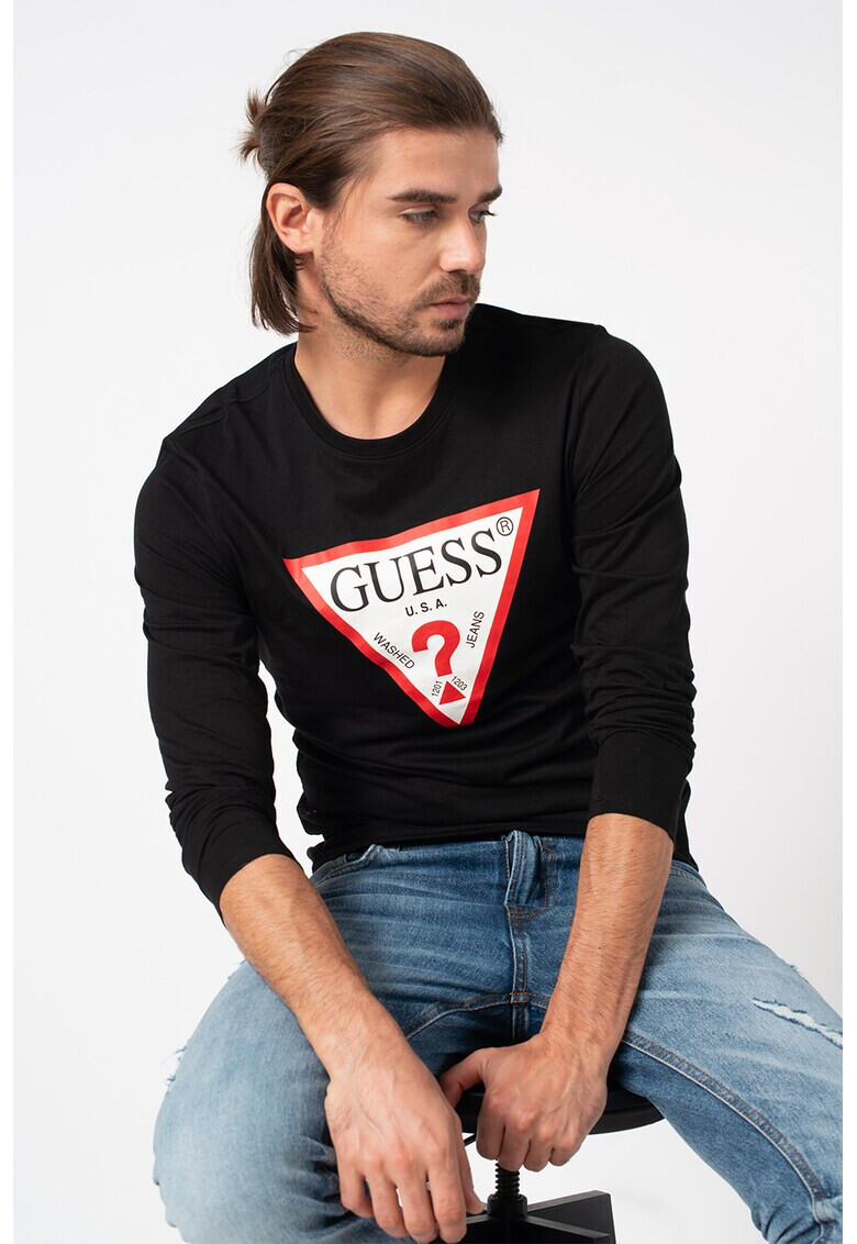 GUESS JEANS Блуза по тялото с лого - Pepit.bg