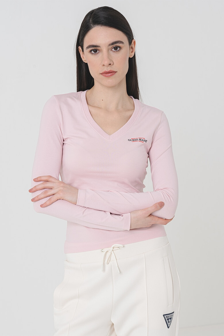 GUESS JEANS Блуза с шпиц и лого - Pepit.bg
