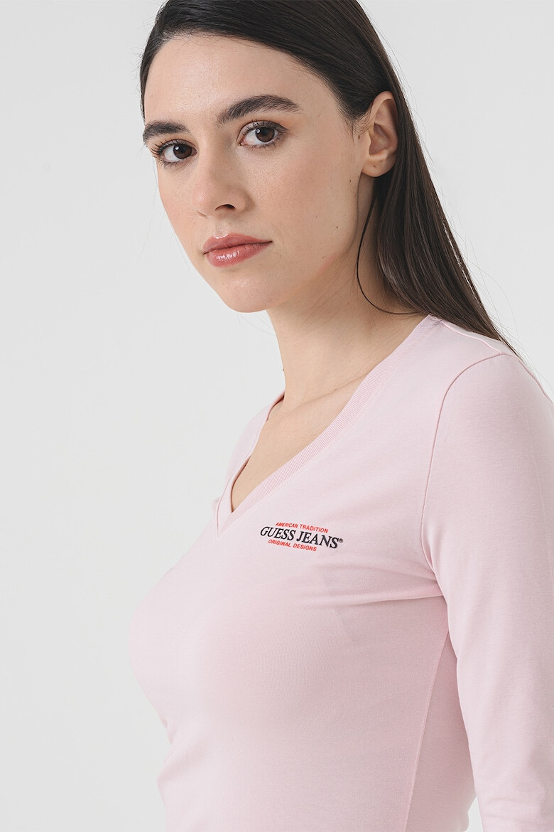 GUESS JEANS Блуза с шпиц и лого - Pepit.bg