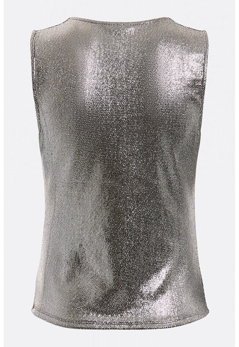 GUESS JEANS Бляскава блуза с драпирано деколте - Pepit.bg