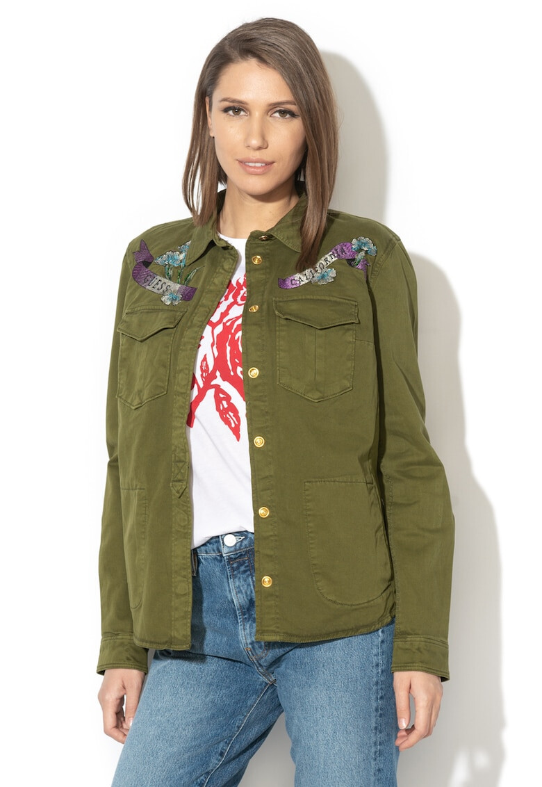 GUESS JEANS Бродирана риза с капаче на джобовете - Pepit.bg