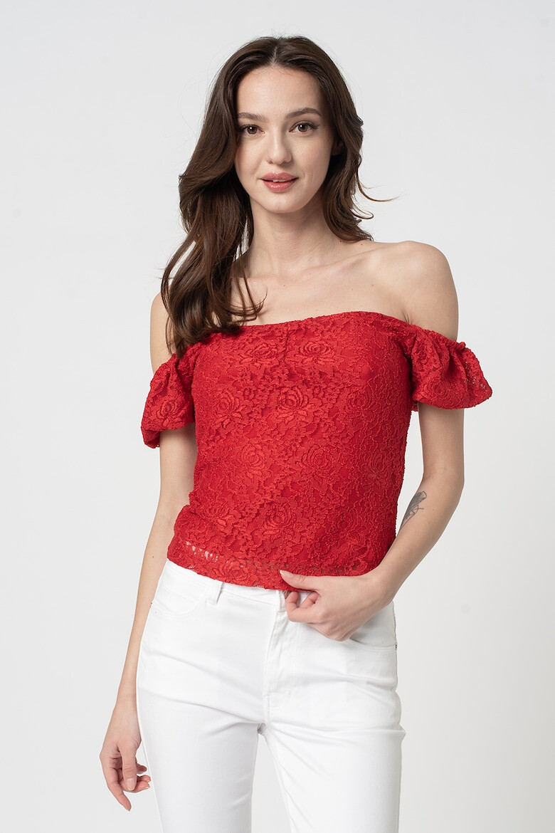 GUESS JEANS Дантелена блуза с голи рамене - Pepit.bg