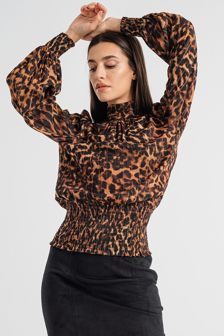 GUESS JEANS Ефирна блуза с еластична талия - Pepit.bg