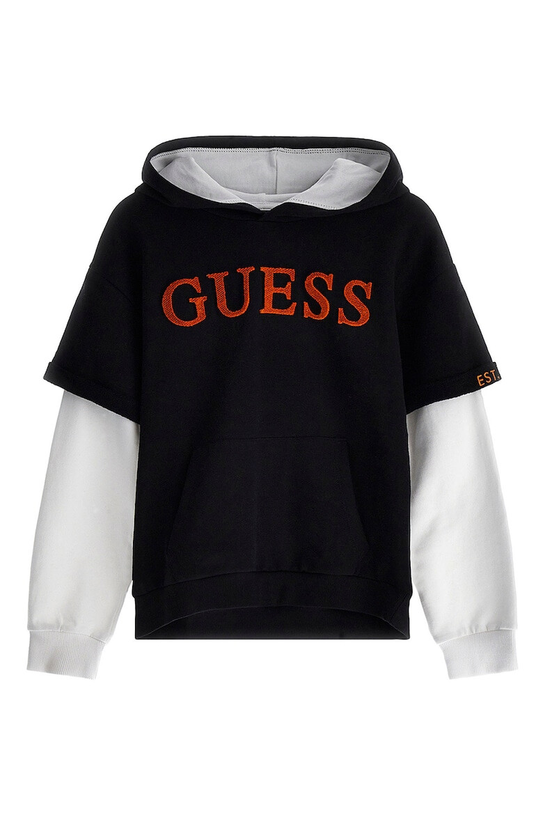 GUESS JEANS Худи с лого и контрастни ръкави - Pepit.bg