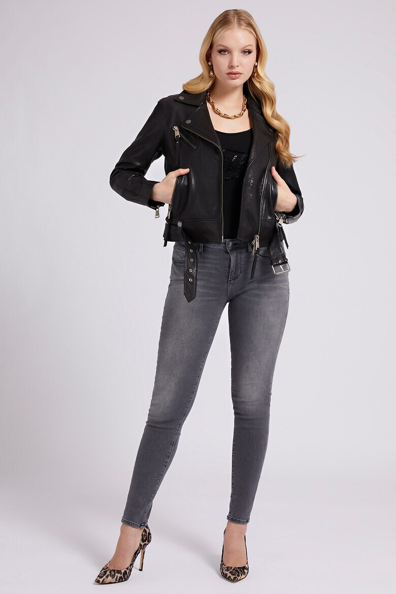 GUESS JEANS Кожено яке с цип - Pepit.bg