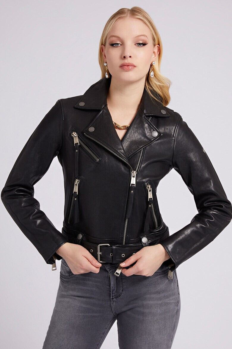 GUESS JEANS Кожено яке с цип - Pepit.bg