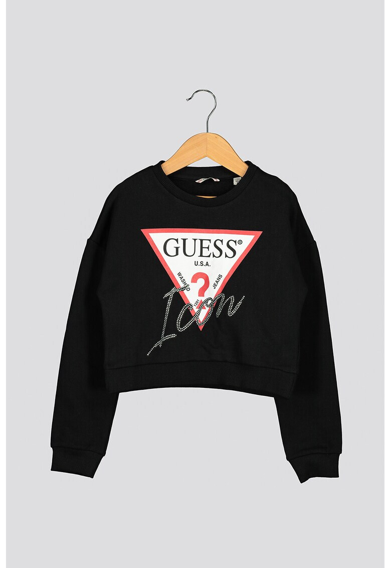 GUESS JEANS Къс суитшърт с лого - Pepit.bg