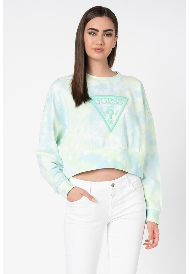 GUESS JEANS Къс суитшърт с лого - Pepit.bg