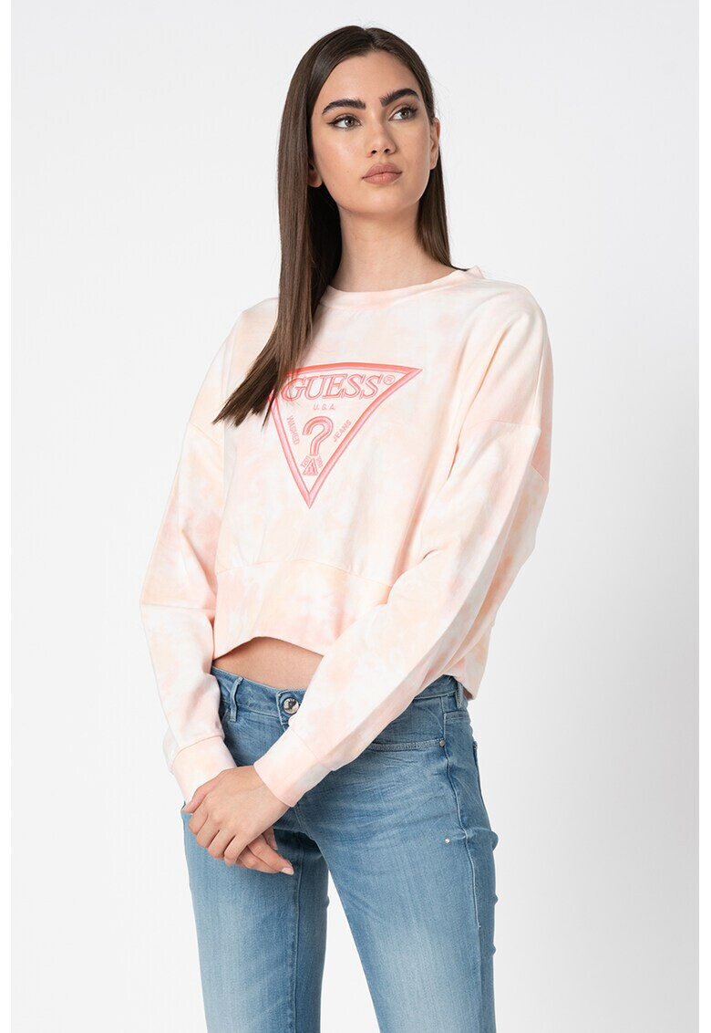 GUESS JEANS Къс суитшърт с лого - Pepit.bg