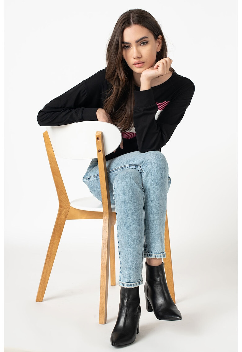 GUESS JEANS Къса блуза с надпис - Pepit.bg