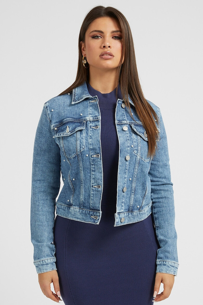GUESS JEANS Късо яке от деним с перли - Pepit.bg