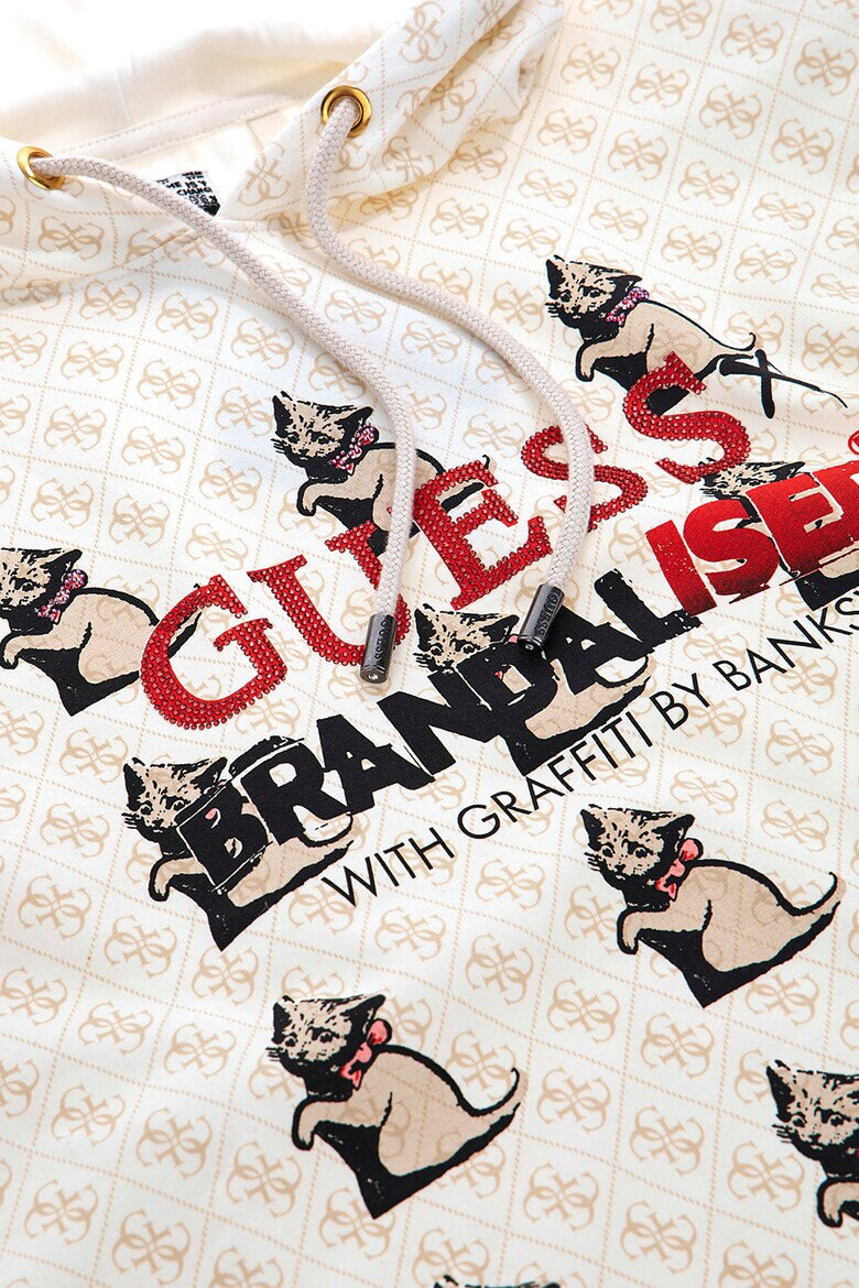 GUESS JEANS Късо худи с принт - Pepit.bg