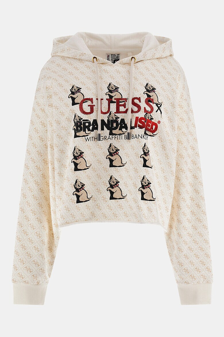 GUESS JEANS Късо худи с принт - Pepit.bg