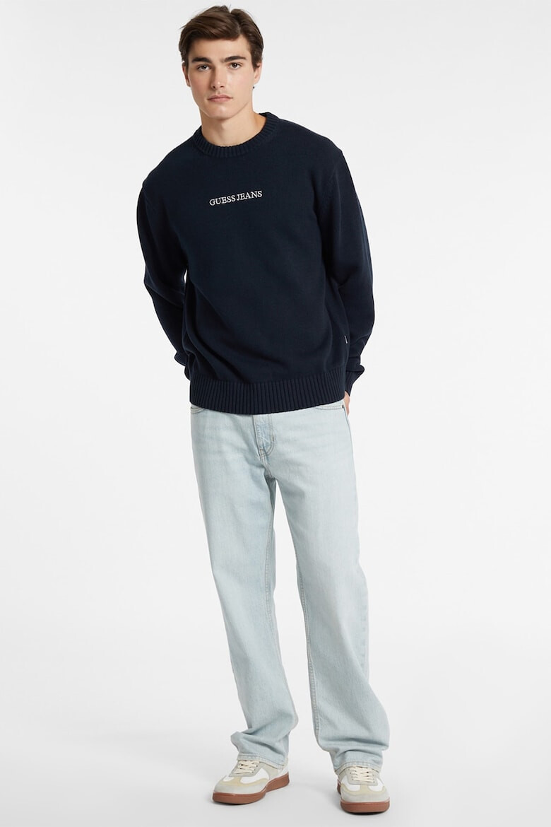 GUESS JEANS Памучен пуловер с бродирано лого - Pepit.bg