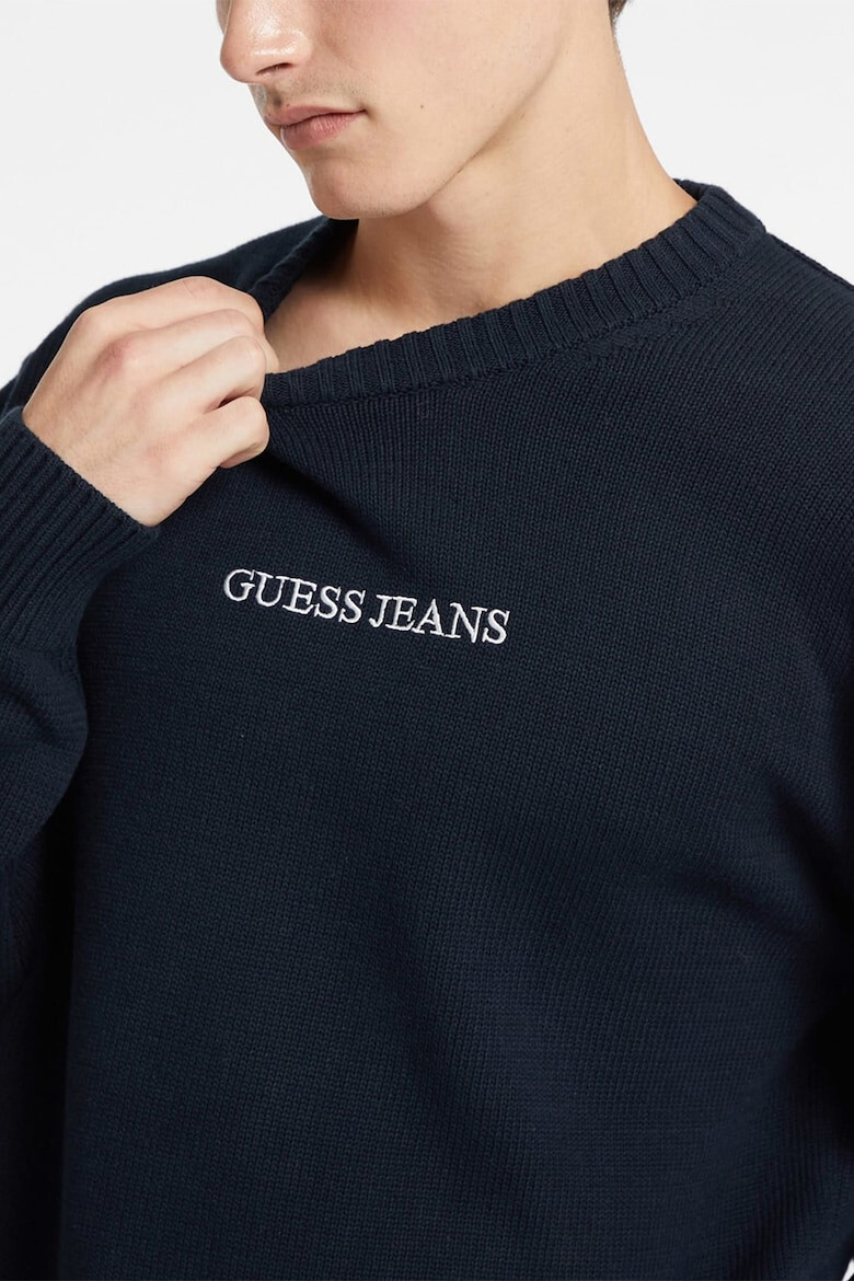 GUESS JEANS Памучен пуловер с бродирано лого - Pepit.bg