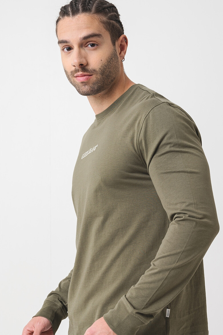 GUESS JEANS Памучна блуза с бродирано лого - Pepit.bg
