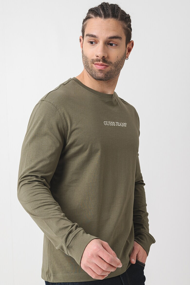 GUESS JEANS Памучна блуза с бродирано лого - Pepit.bg