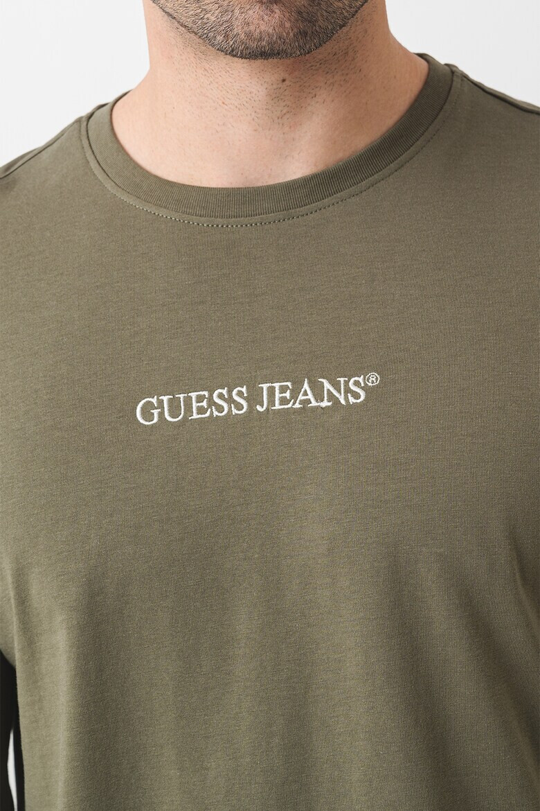 GUESS JEANS Памучна блуза с бродирано лого - Pepit.bg