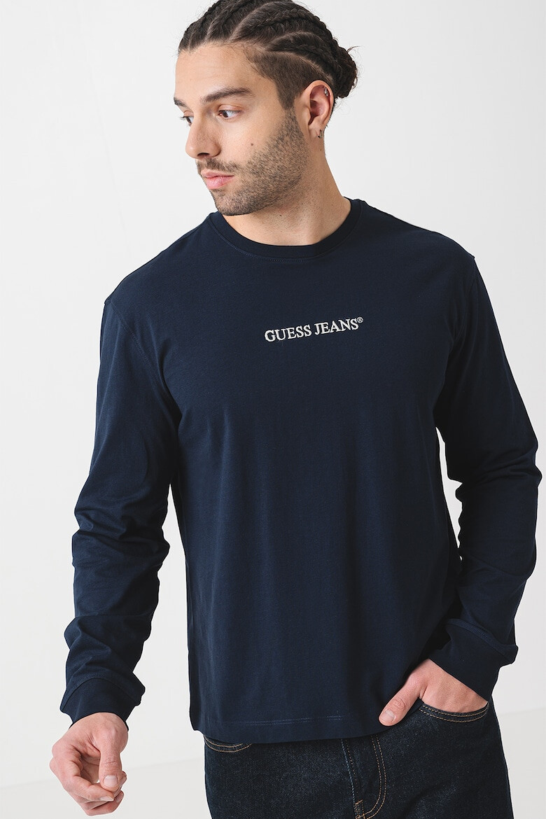 GUESS JEANS Памучна блуза с бродирано лого - Pepit.bg
