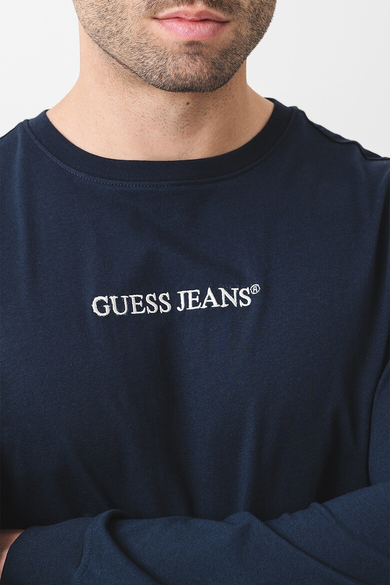 GUESS JEANS Памучна блуза с бродирано лого - Pepit.bg