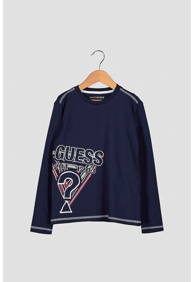 GUESS JEANS Памучна блуза с лого - Pepit.bg