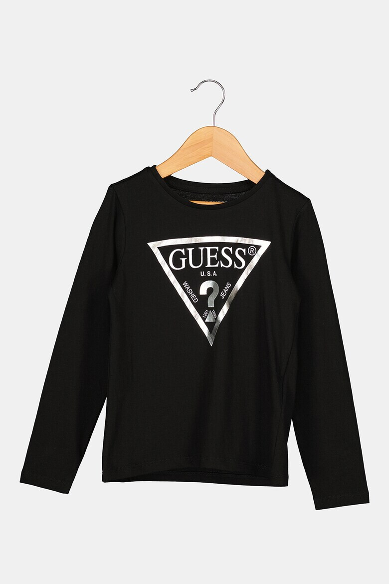 GUESS JEANS Памучна блуза с лого - Pepit.bg