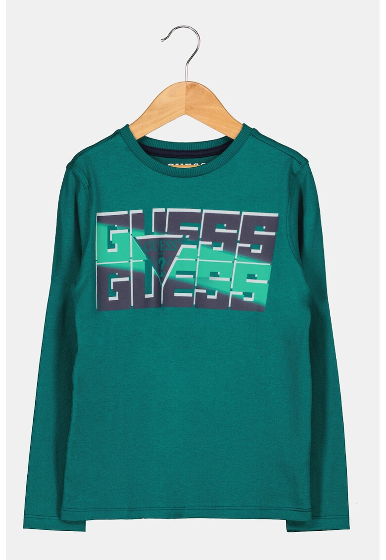 GUESS JEANS Памучна блуза с лого - Pepit.bg