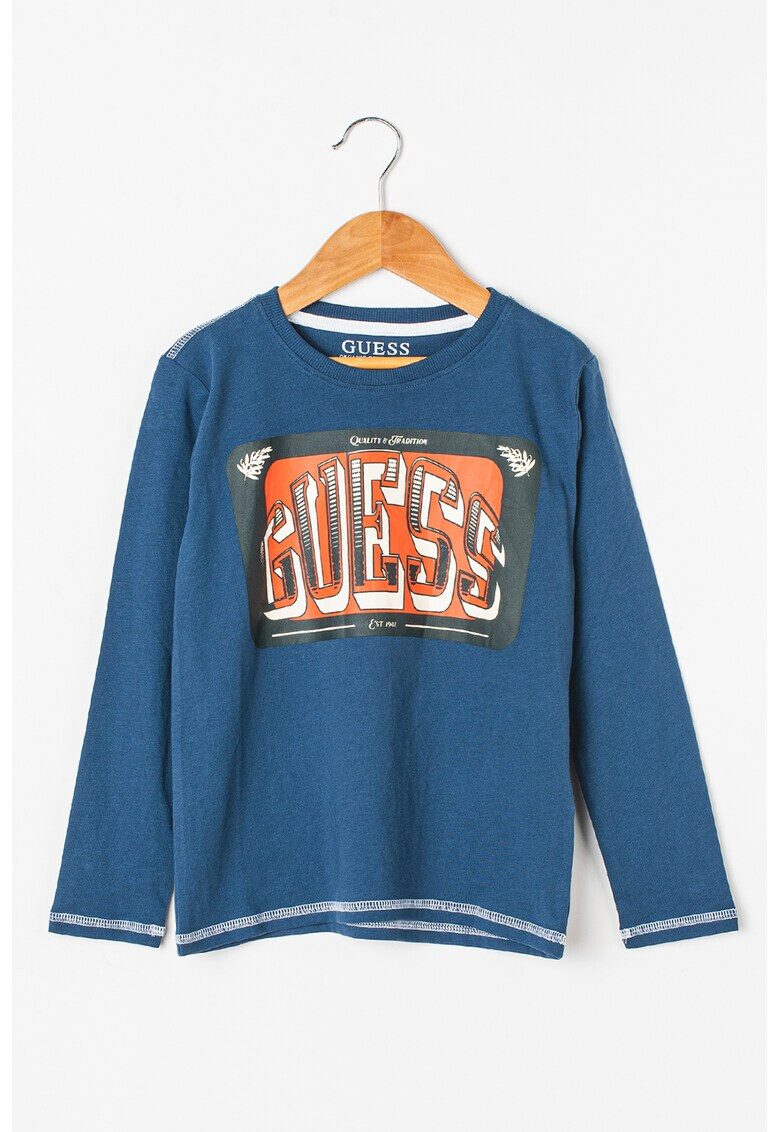 GUESS JEANS Памучна блуза с лого - Pepit.bg