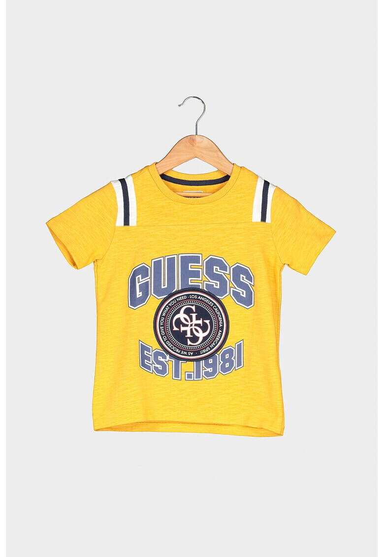 GUESS JEANS Памучна тениска с лого - Pepit.bg