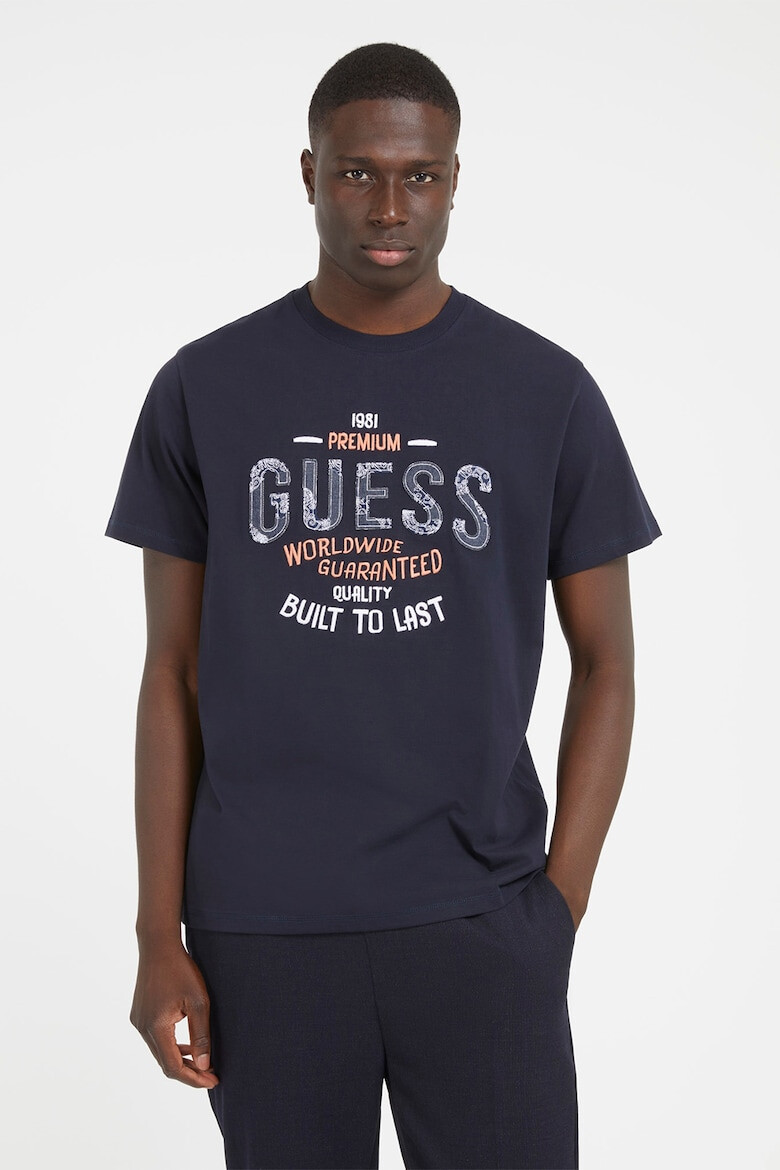 GUESS JEANS Памучна тениска с лого - Pepit.bg