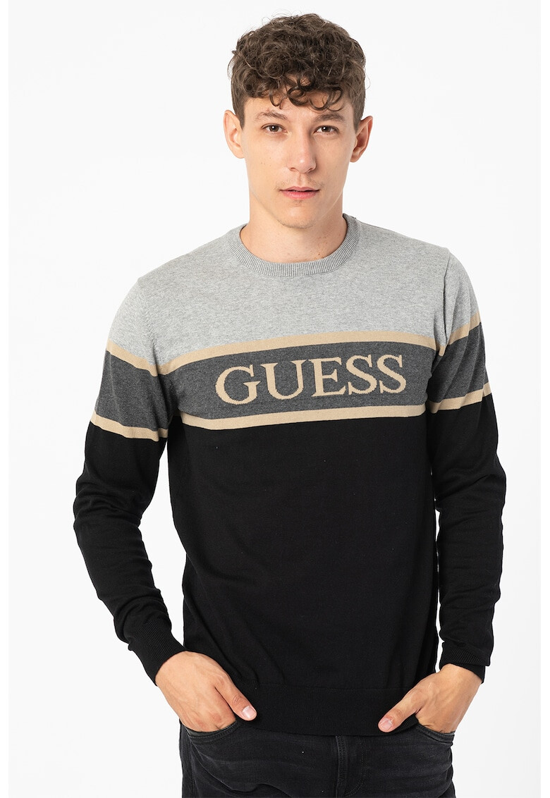 GUESS JEANS Пуловер с фина плетка и лого - Pepit.bg