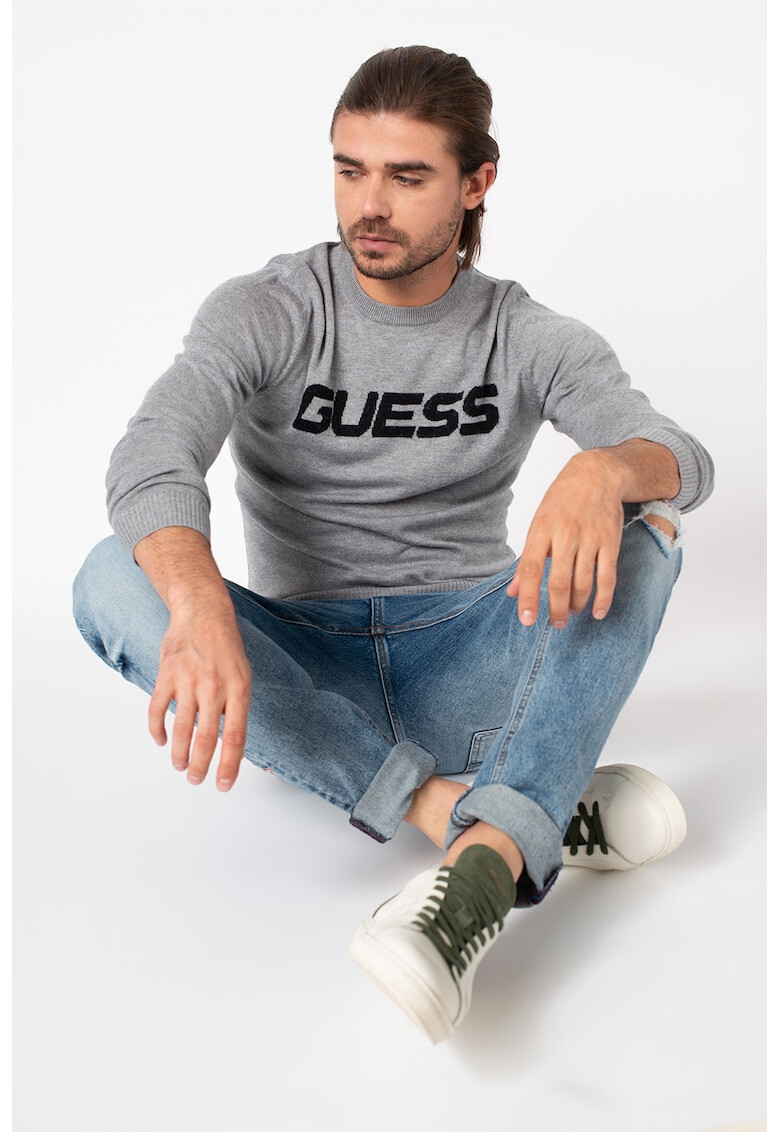 GUESS JEANS Пуловер с вълна и лого - Pepit.bg