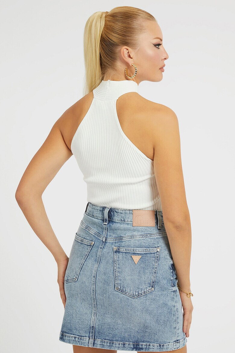 GUESS JEANS Рипсен плетен топ - Pepit.bg