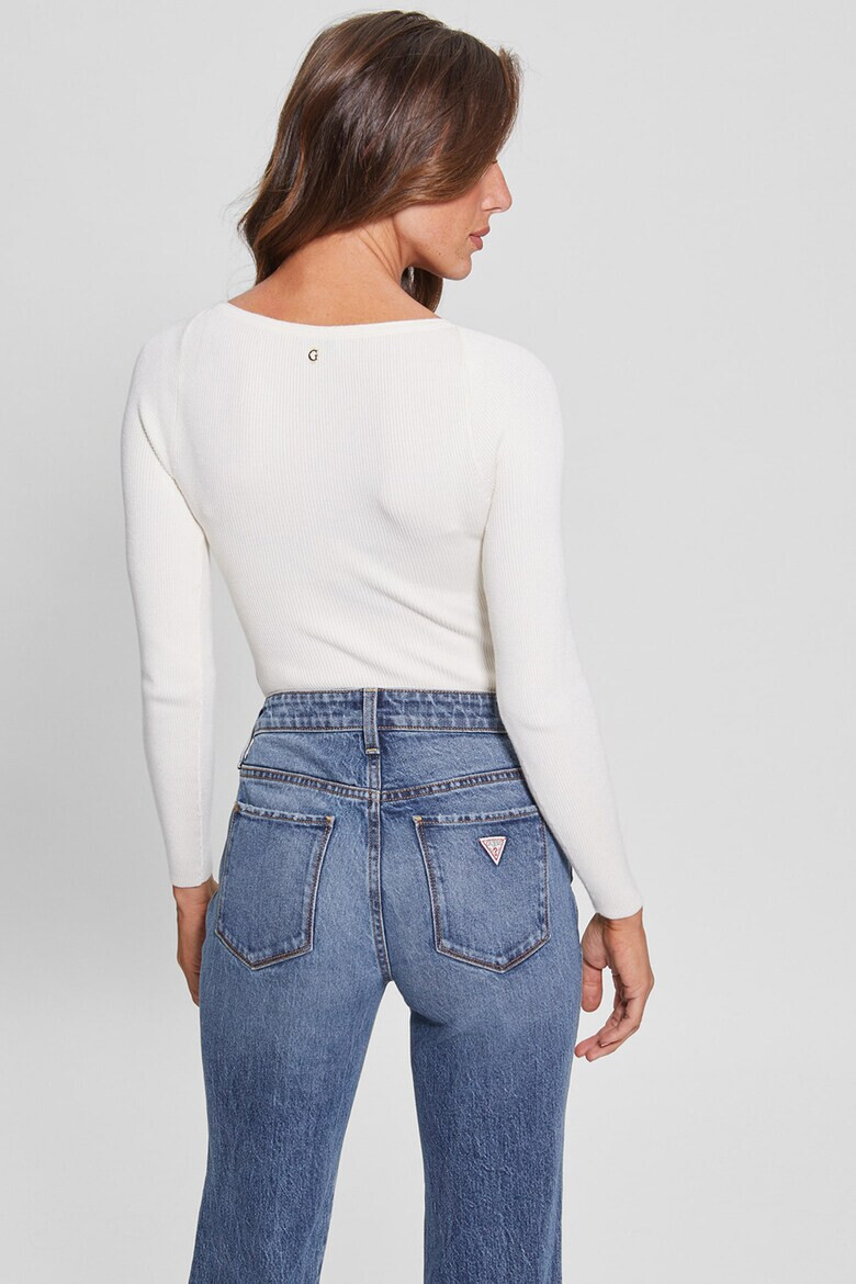 GUESS JEANS Рипсен пуловер с шпиц - Pepit.bg