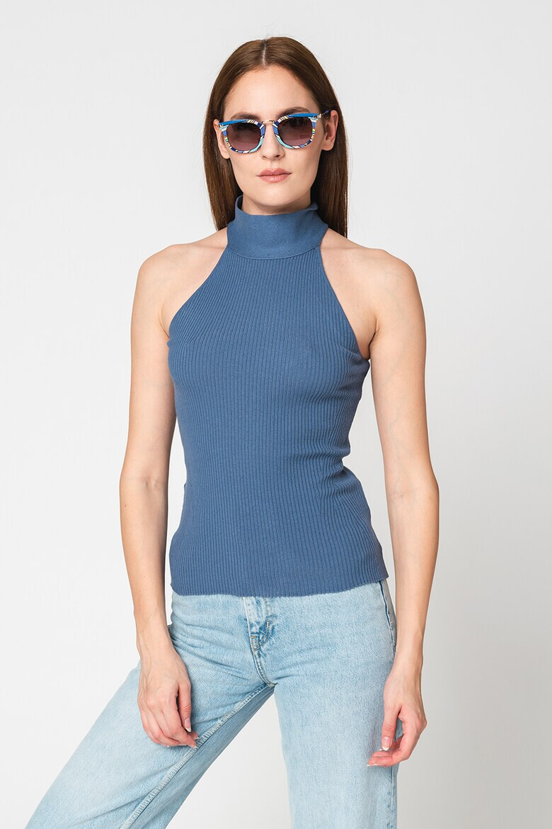 GUESS JEANS Рипсен топ с поло - Pepit.bg