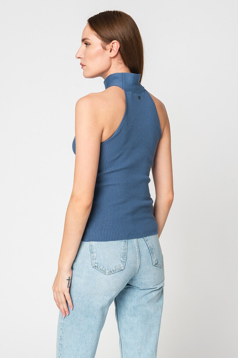GUESS JEANS Рипсен топ с поло - Pepit.bg
