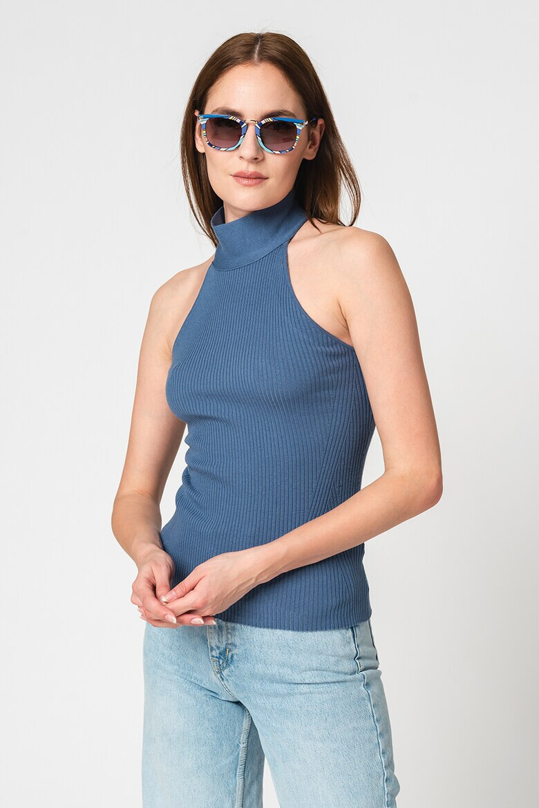 GUESS JEANS Рипсен топ с поло - Pepit.bg
