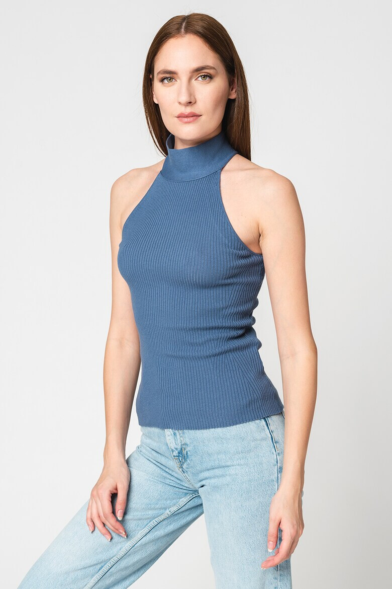 GUESS JEANS Рипсен топ с поло - Pepit.bg