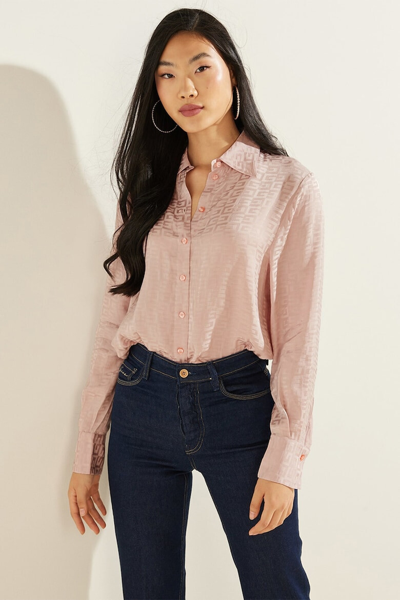 GUESS JEANS Сатинирана риза с монограм - Pepit.bg