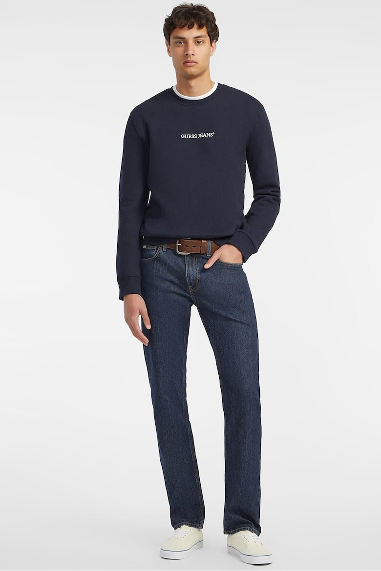 GUESS JEANS Слим суитшърт с бродерии - Ултрамарин синьо - Pepit.bg