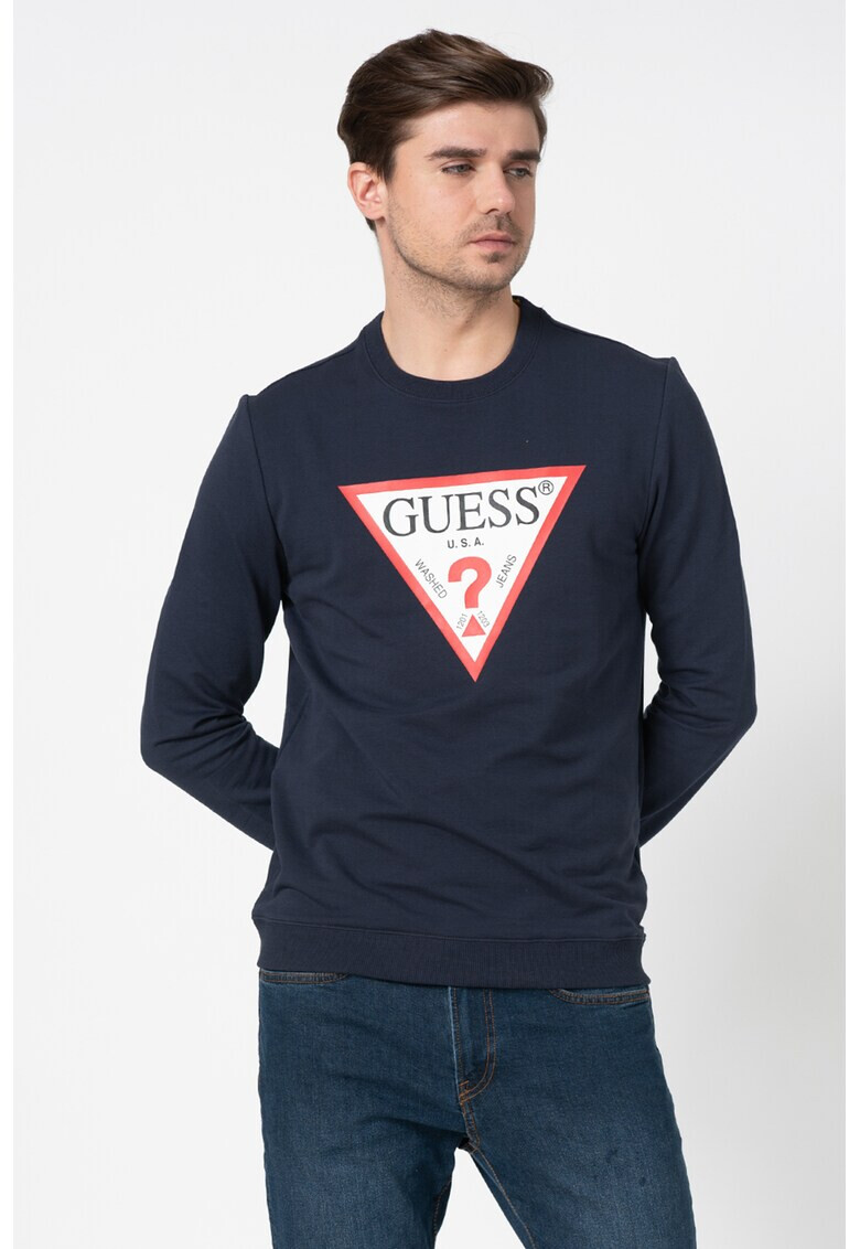 GUESS JEANS Суитшърт по тялото с лого - Pepit.bg