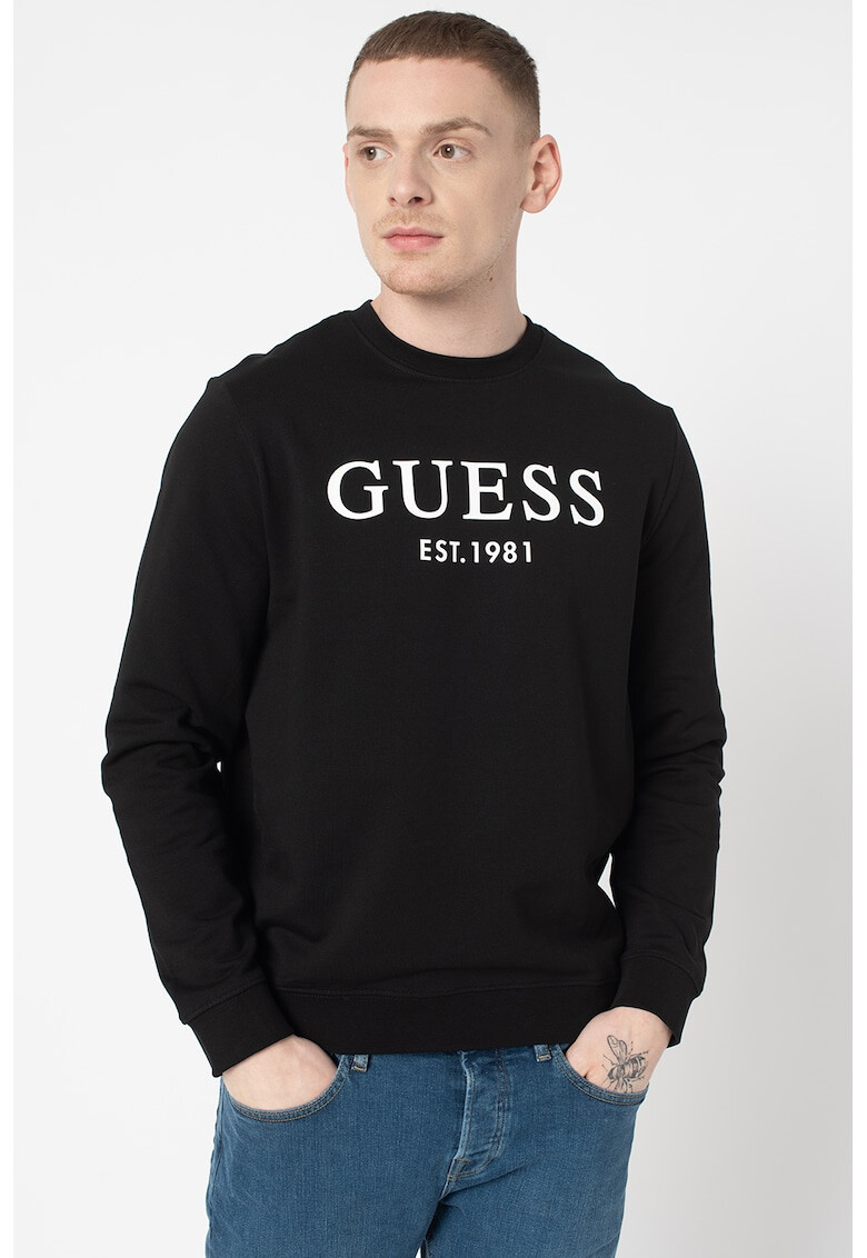 GUESS JEANS Суитшърт с овално деколте и лого - Pepit.bg