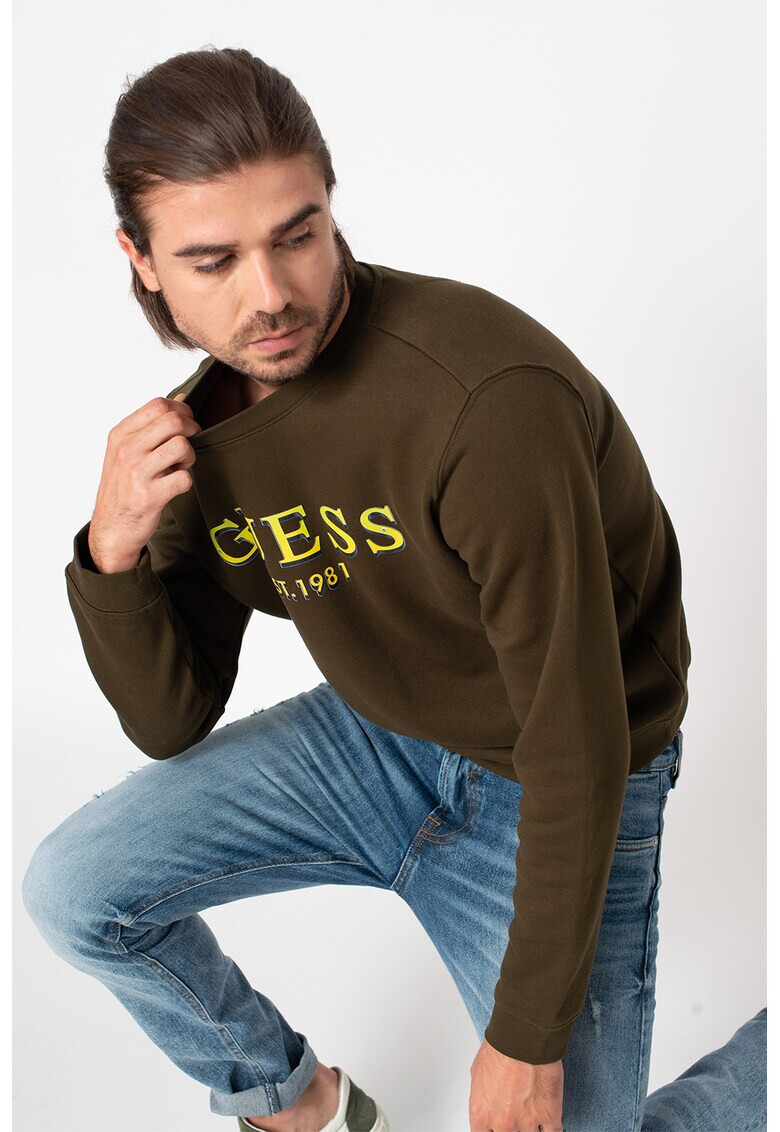 GUESS JEANS Суитшърт с овално деколте и лого - Pepit.bg