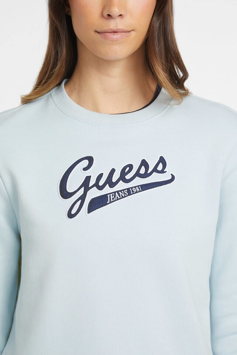 GUESS JEANS Суитшърт с овално деколте и лого - Pepit.bg